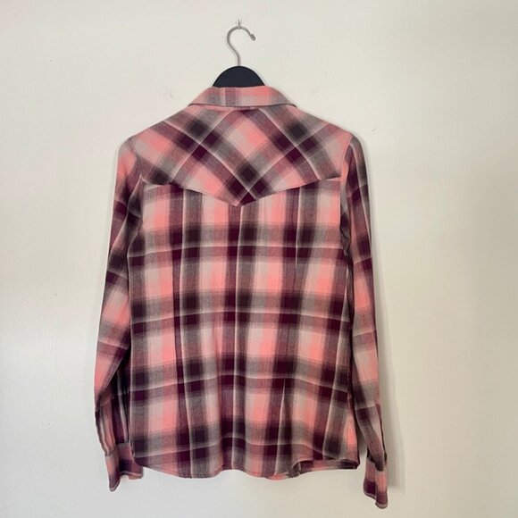 Cruel Girl Lightweight Flannel Snap Long Sleeve Top Western Style, L - Picture 2 of 7